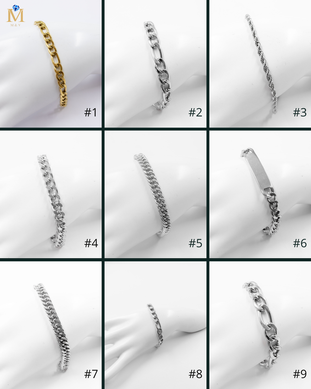 Pulsera Dorada y Plateada M1 Acero Inoxidable