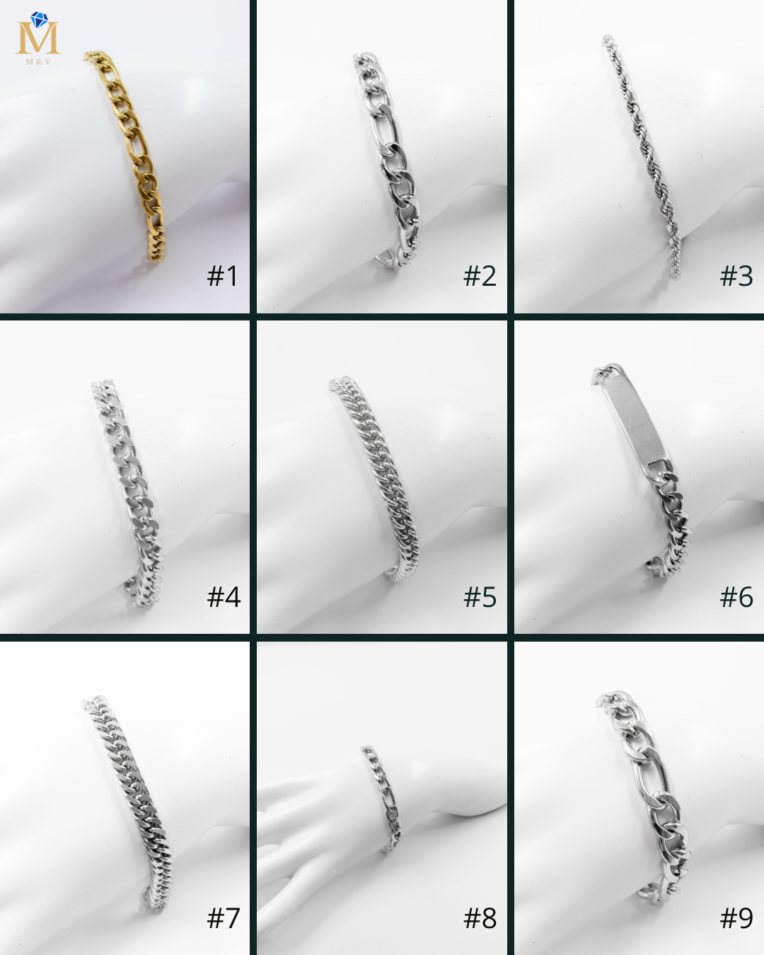 Pulsera Dorada y Plateada M1 Acero Inoxidable