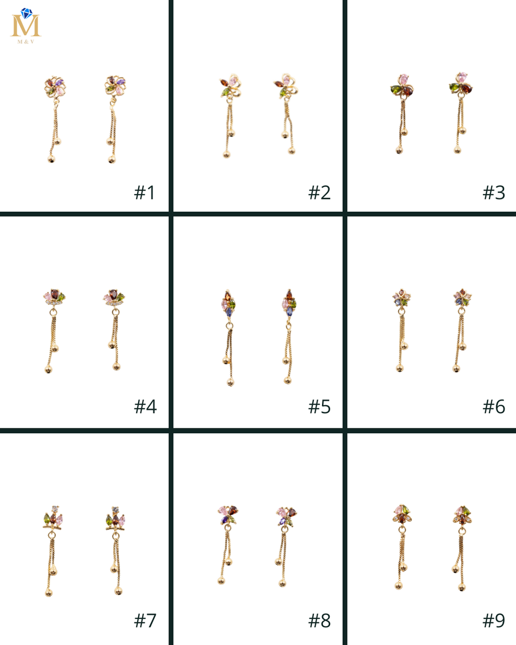 Aretes Dorados Largos M3 Oro Laminado