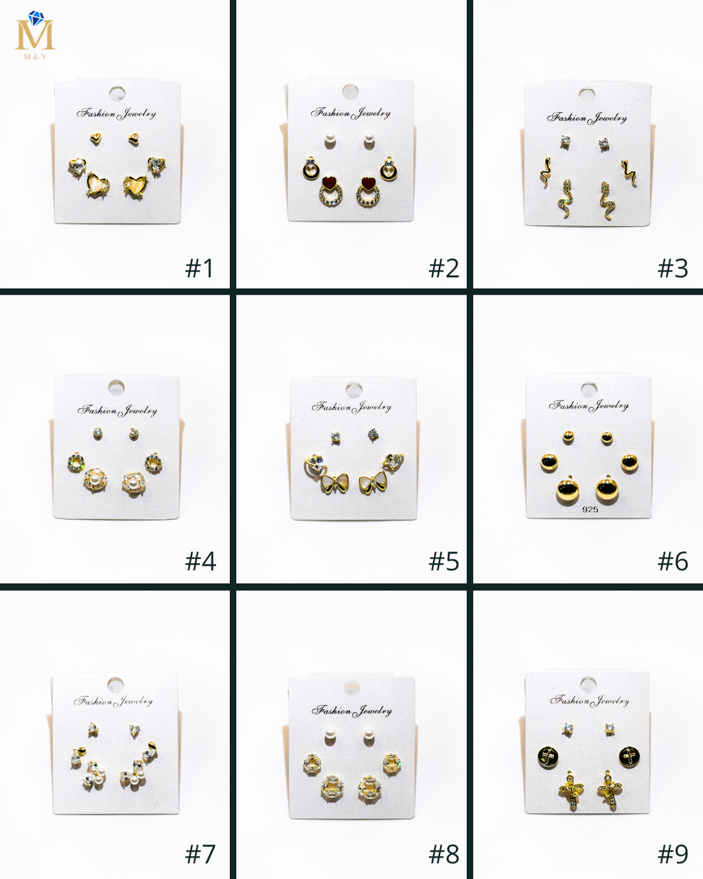 Set Aretes X3 - M2 Oro Laminado