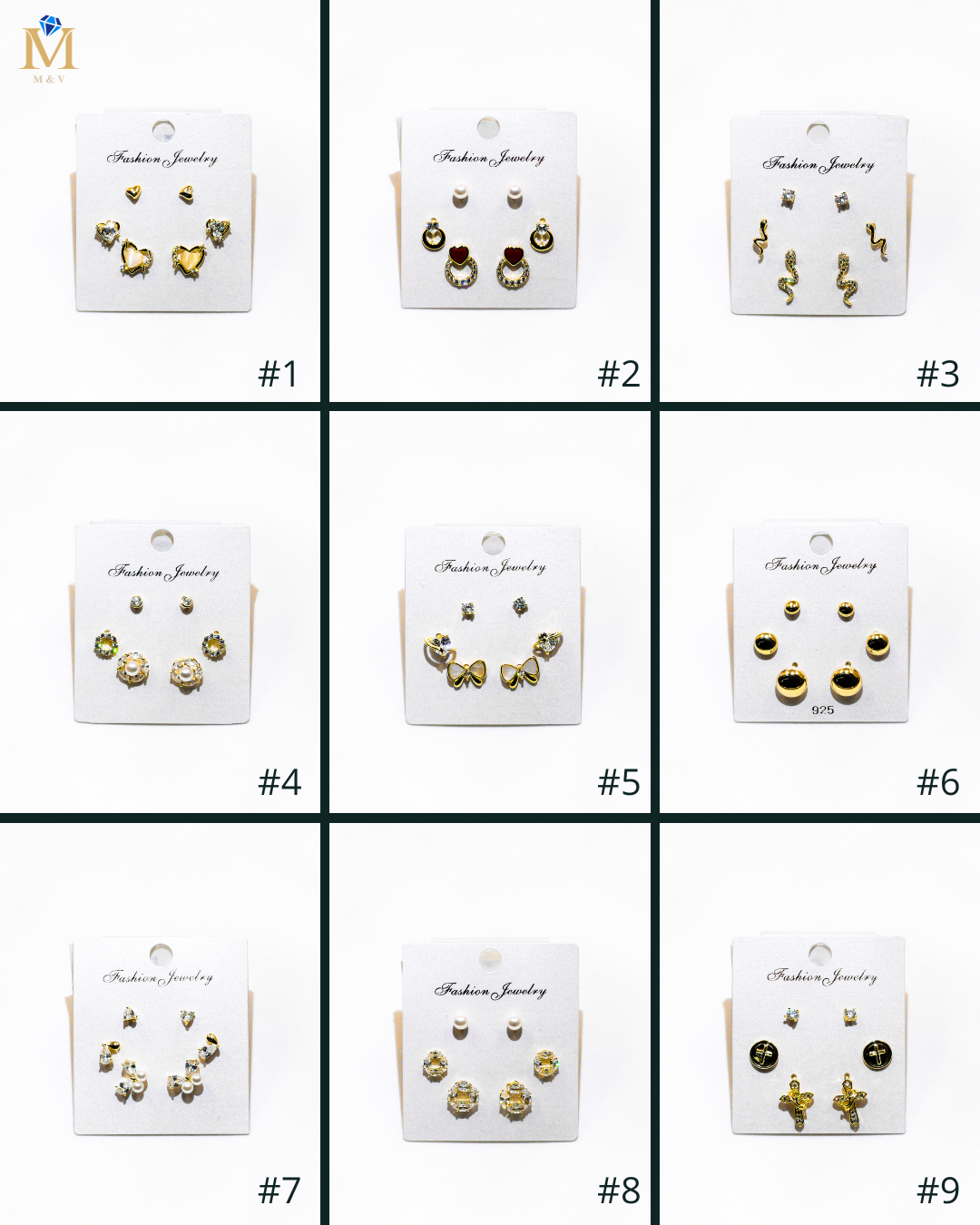 Set Aretes X3 - M2 Oro Laminado