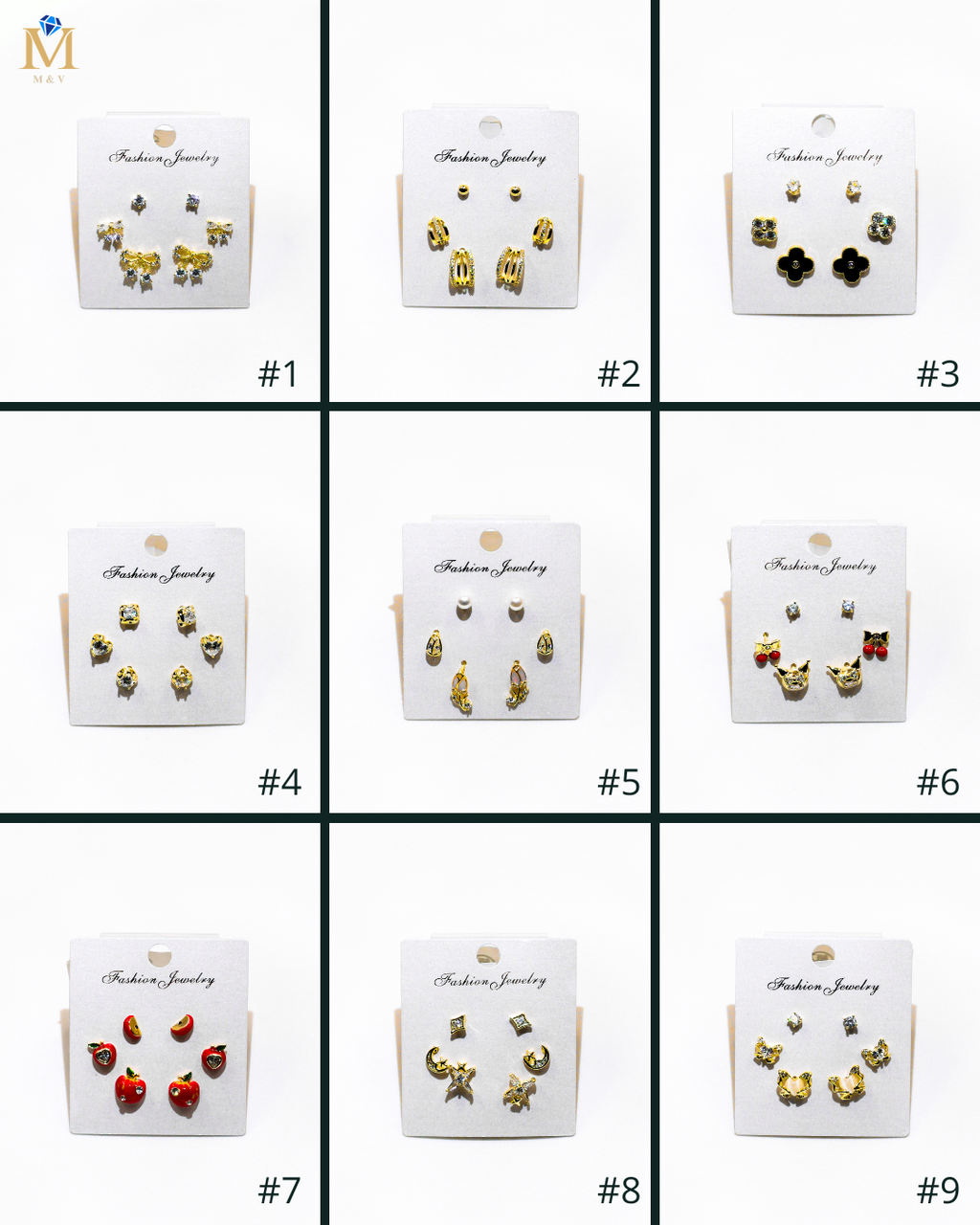Set Aretes X3 - M1 Oro Laminado