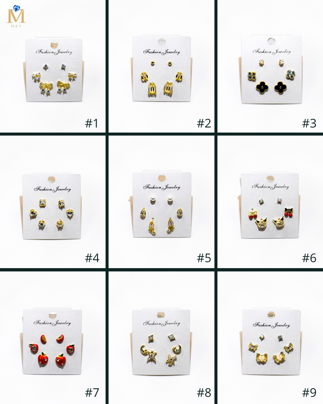 Set Aretes X3 - M1 Oro Laminado