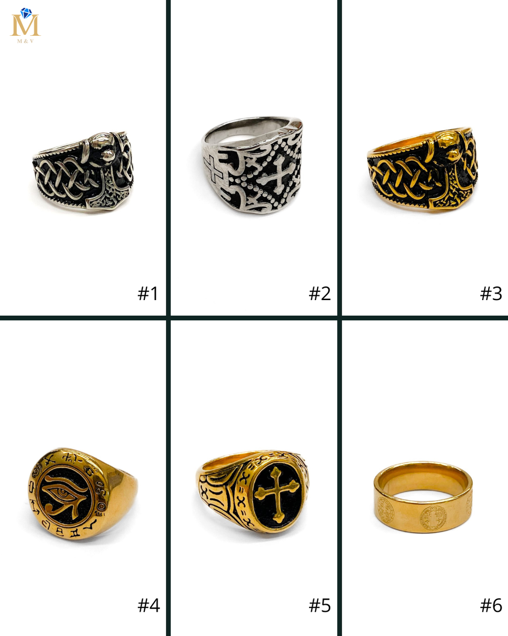 Anillo Dorado y Plateado M9 Acero Inoxidable