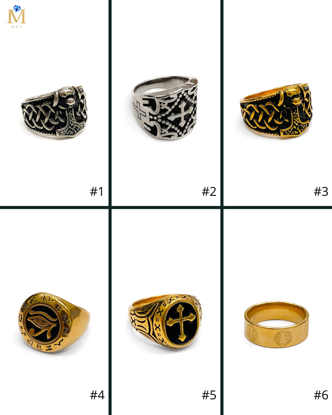 Anillo Dorado y Plateado M9 Acero Inoxidable