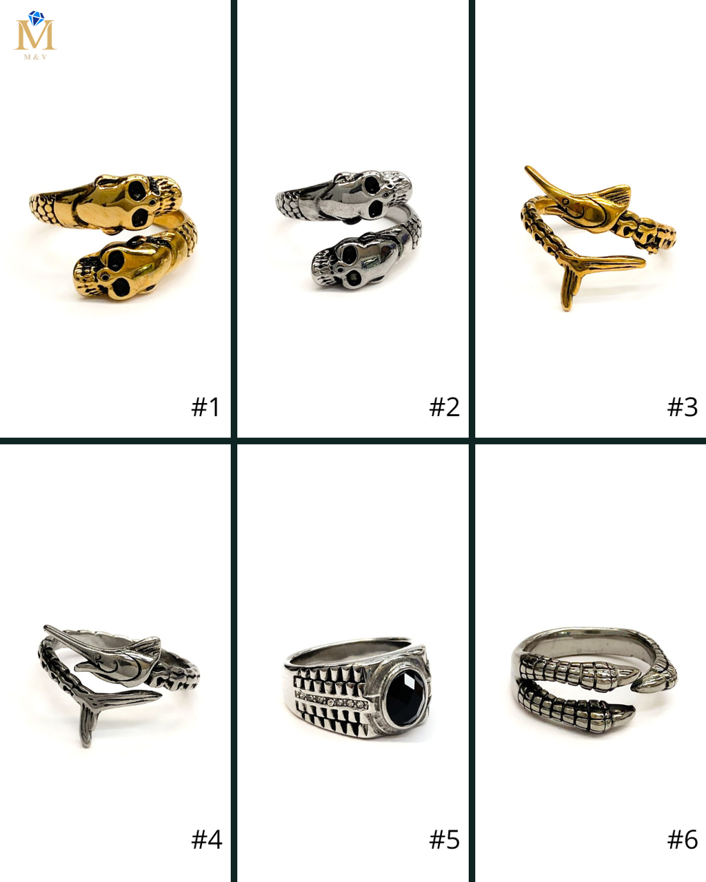 Anillo Dorado y Plateado M7 Acero Inoxidable