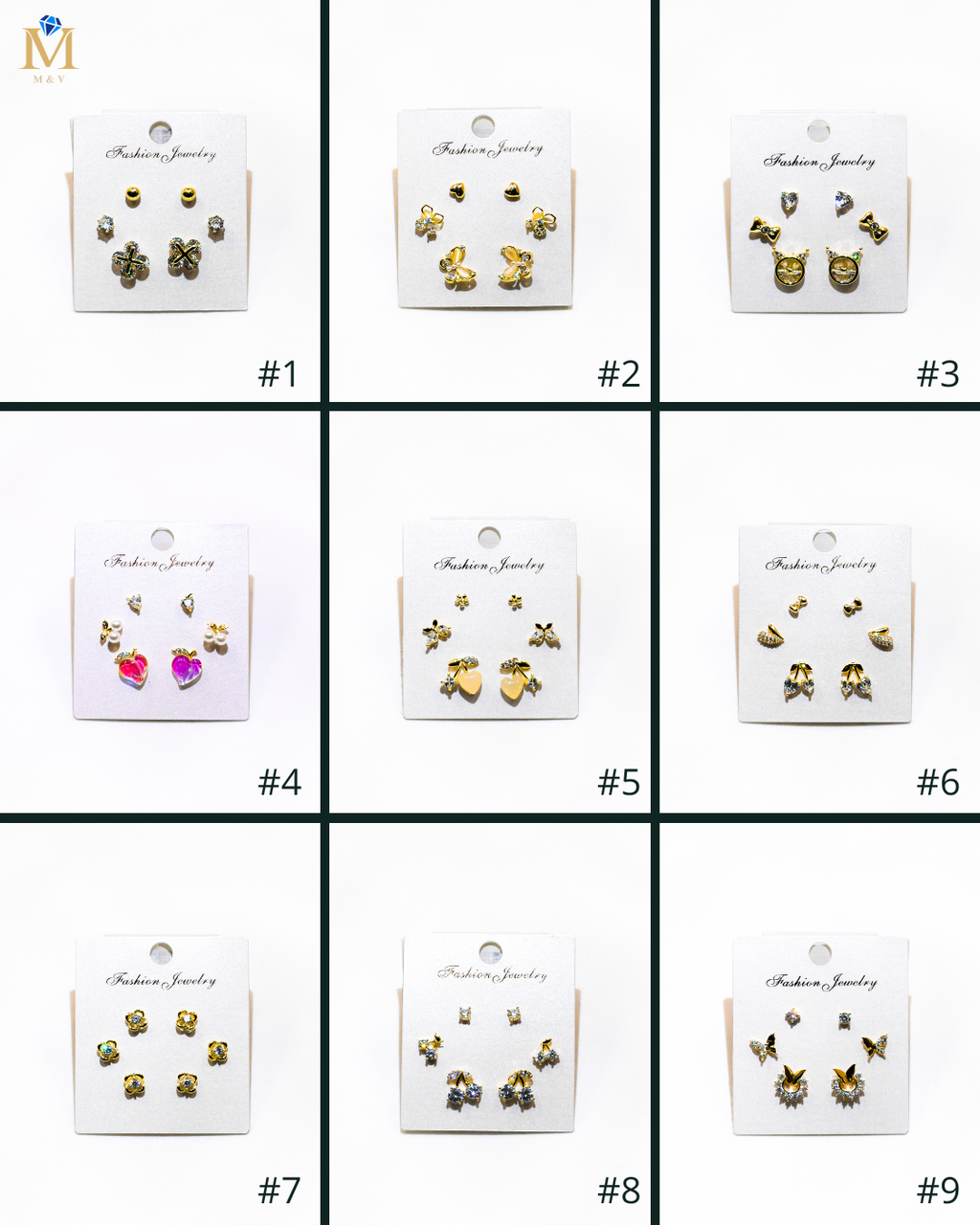 Set Aretes X3 - M10 Oro Laminado