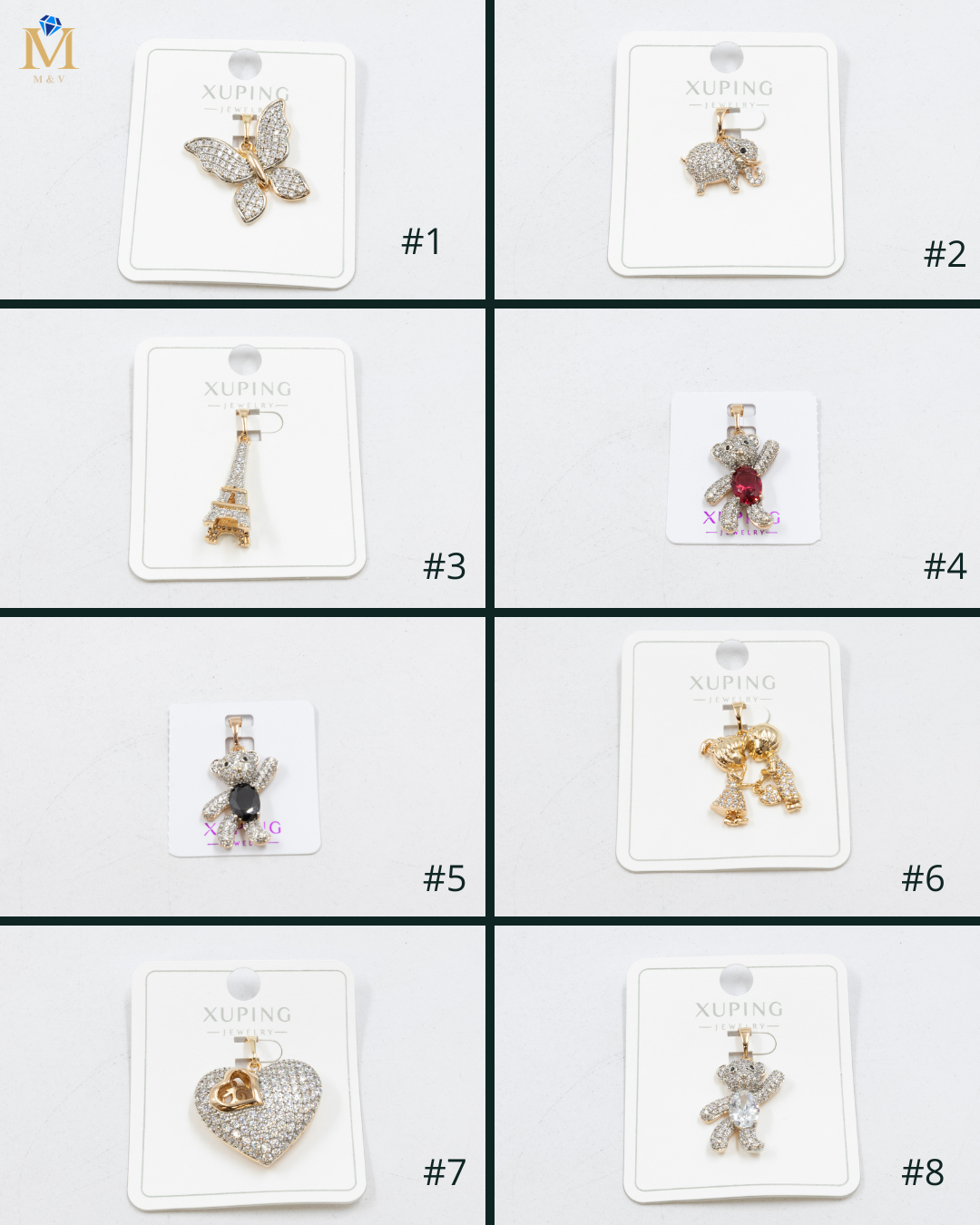 Dijes Xuping con Piedras M8 Oro Laminado