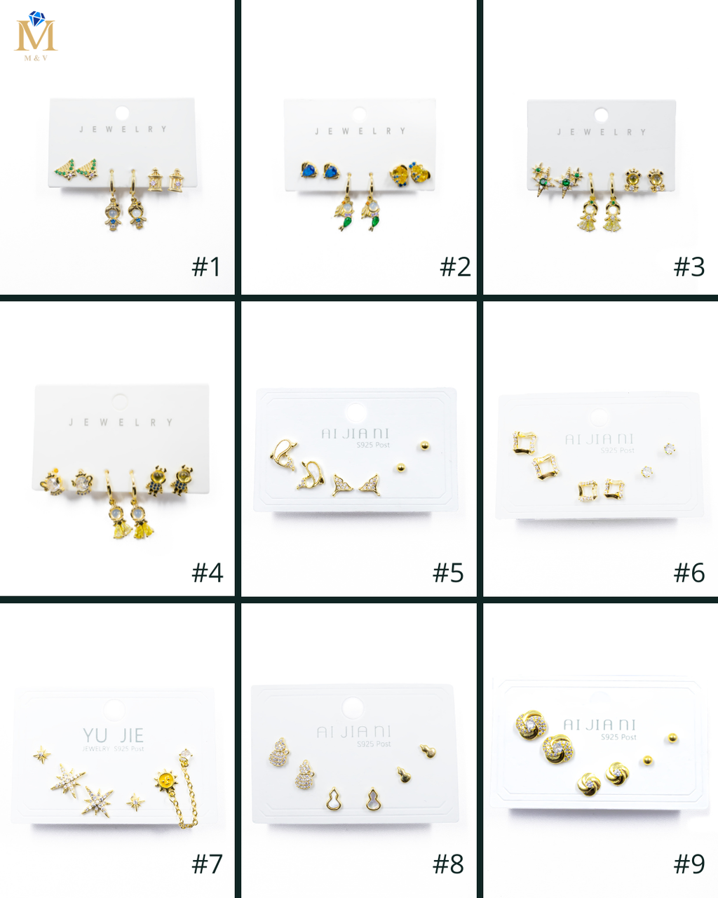 ARETES PAQUETE DE 3 M3 ORO LAMINADO