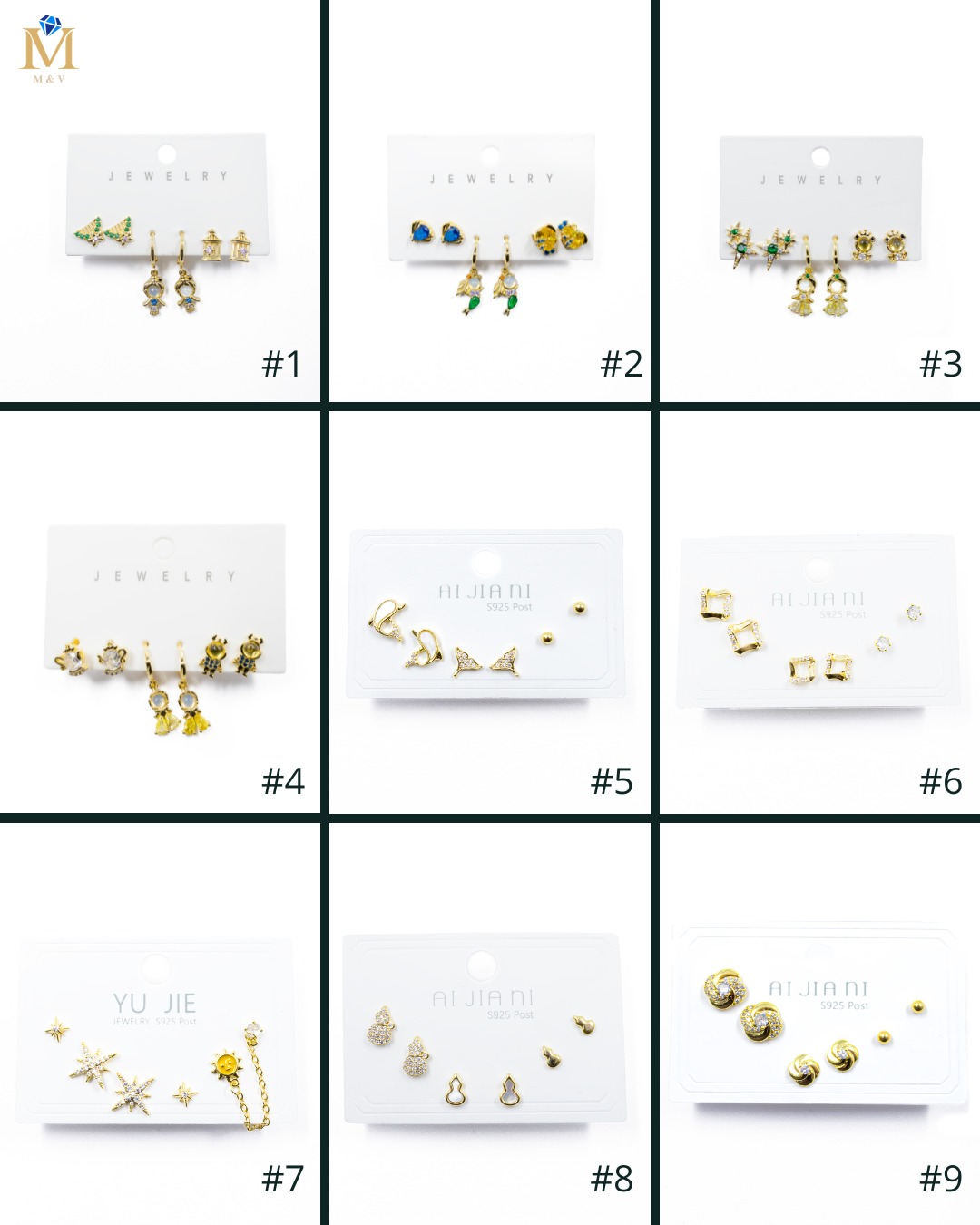 ARETES PAQUETE DE 3 M3 ORO LAMINADO