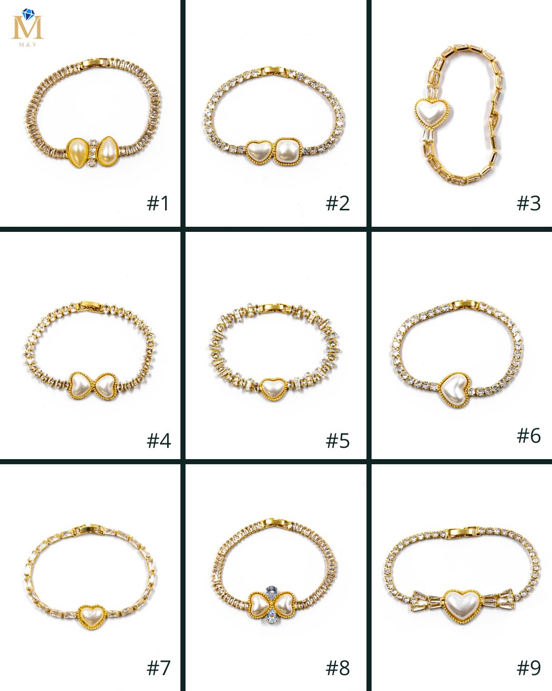Pulsera dorada de piedras con piedra - M4 Oro Laminado