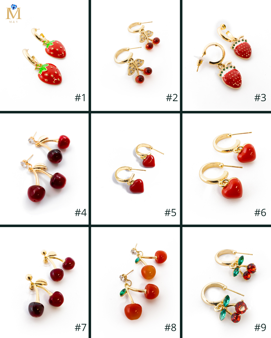 Aretes Dorados Cereza M5 Oro Laminado