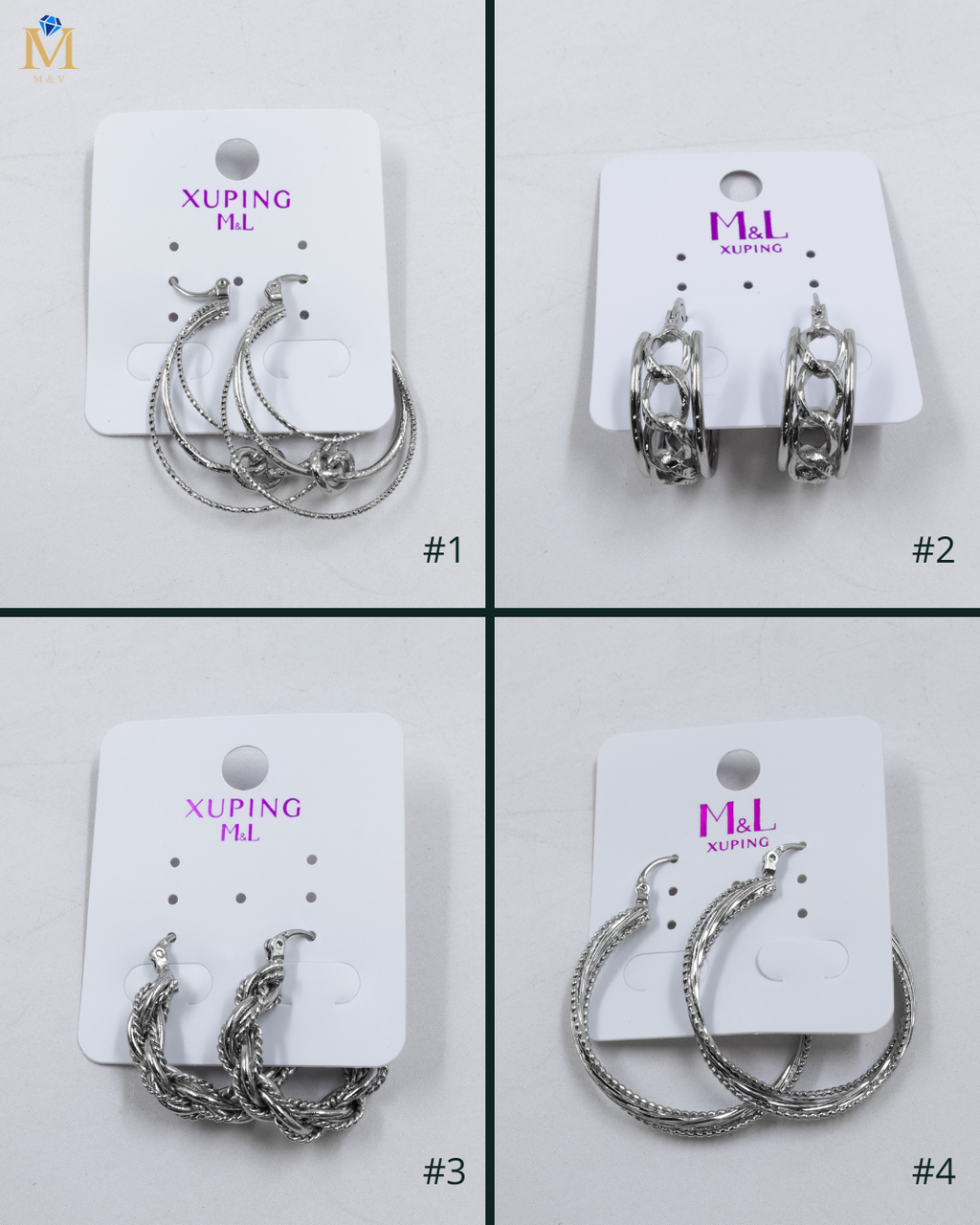 Aretes Plateados de Broche M16 Oro Laminado