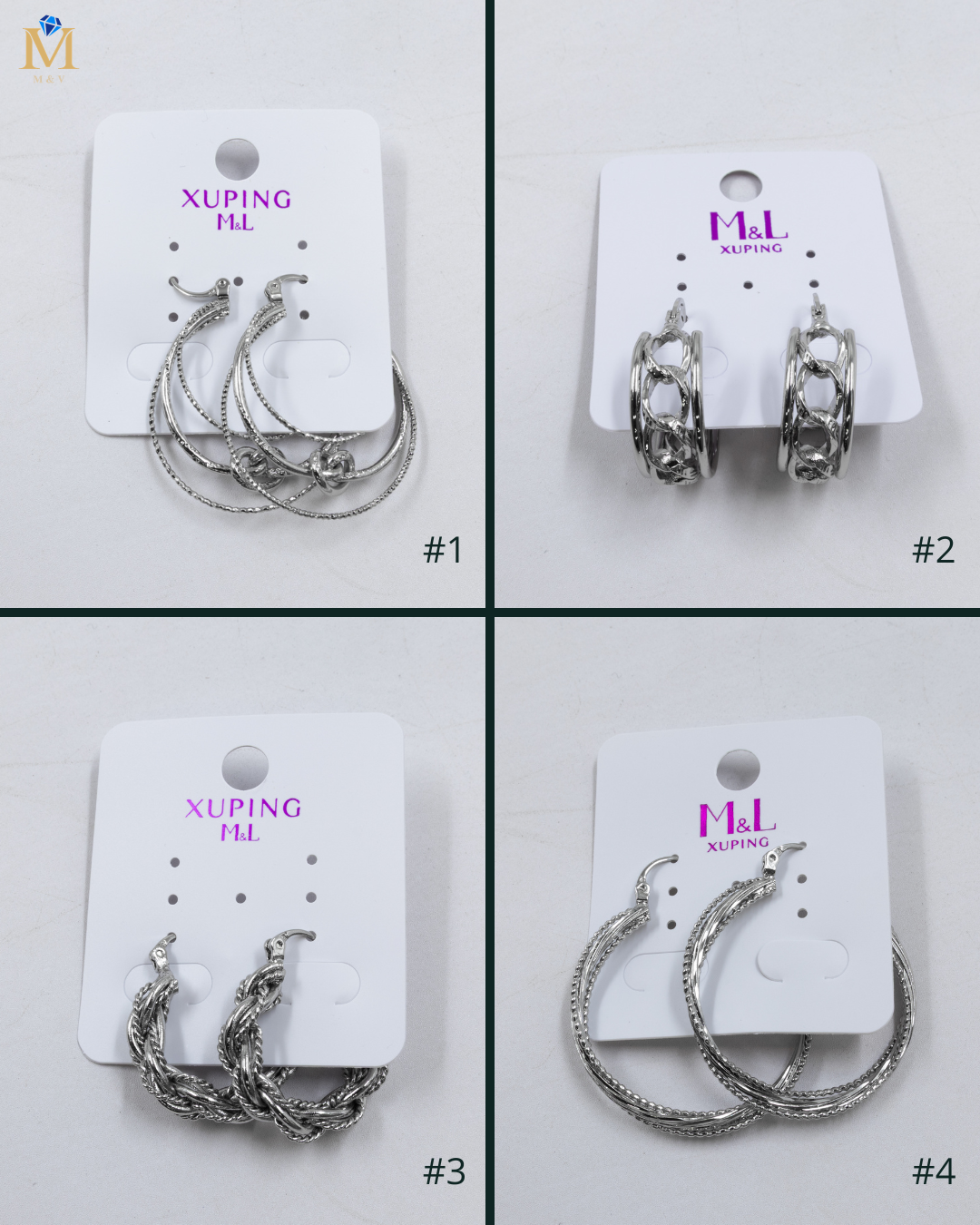 Aretes Plateados de Broche M16 Oro Laminado