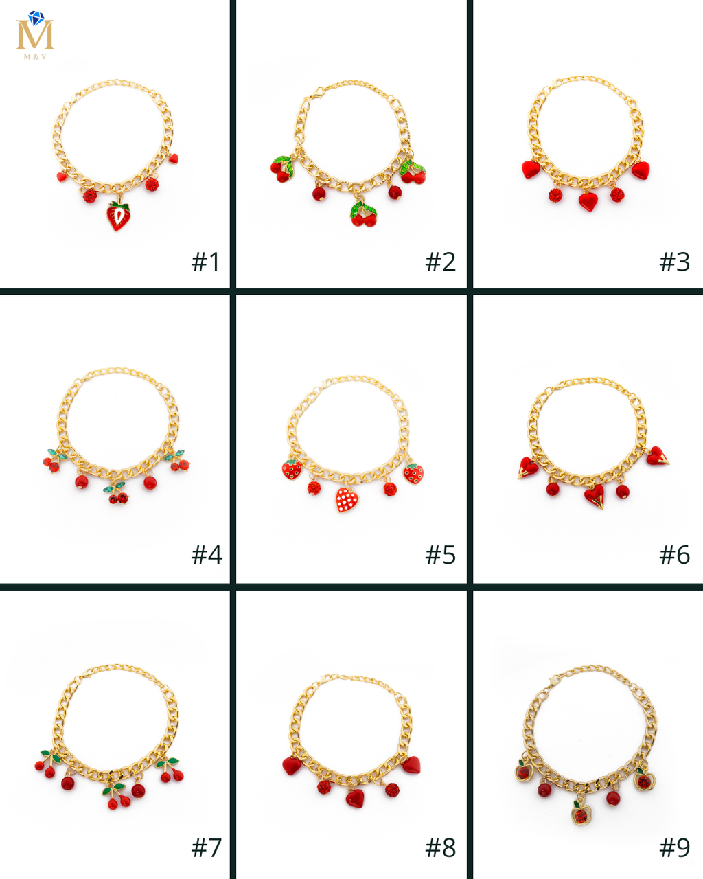 PULSERA DE CEREZA M6 ORO LAMINADO