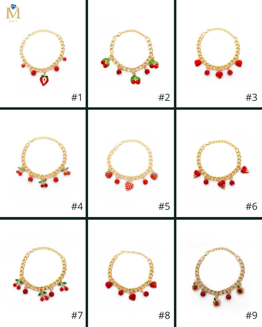 PULSERA DE CEREZA M6 ORO LAMINADO