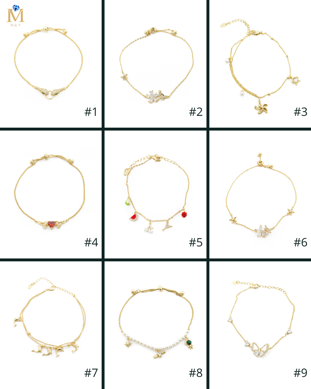 Pulseras Doradas Ansheli M1 - Oro Laminado