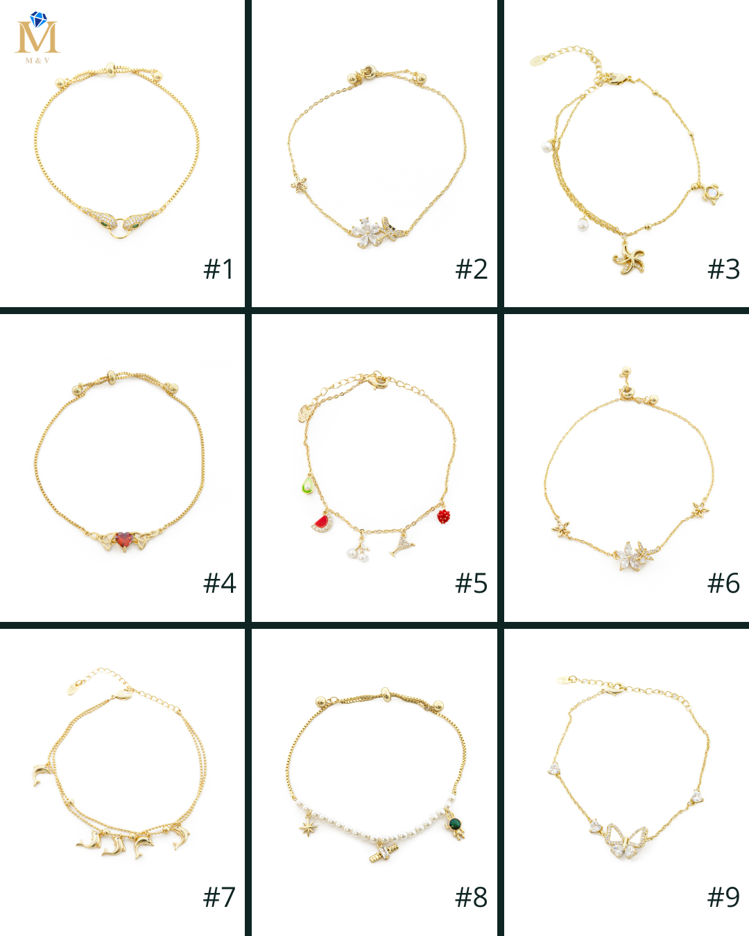 Pulseras Doradas Ansheli M1 - Oro Laminado