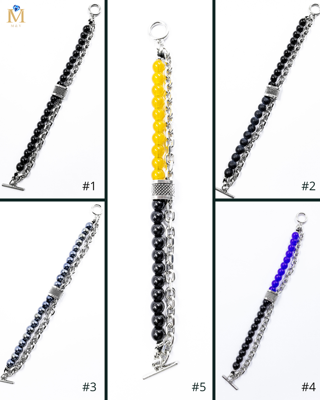 Pulsera de cuentas con Dije M6 Acero Inoxidable