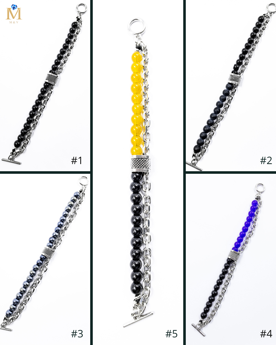 Pulsera de cuentas con Dije M6 Acero Inoxidable