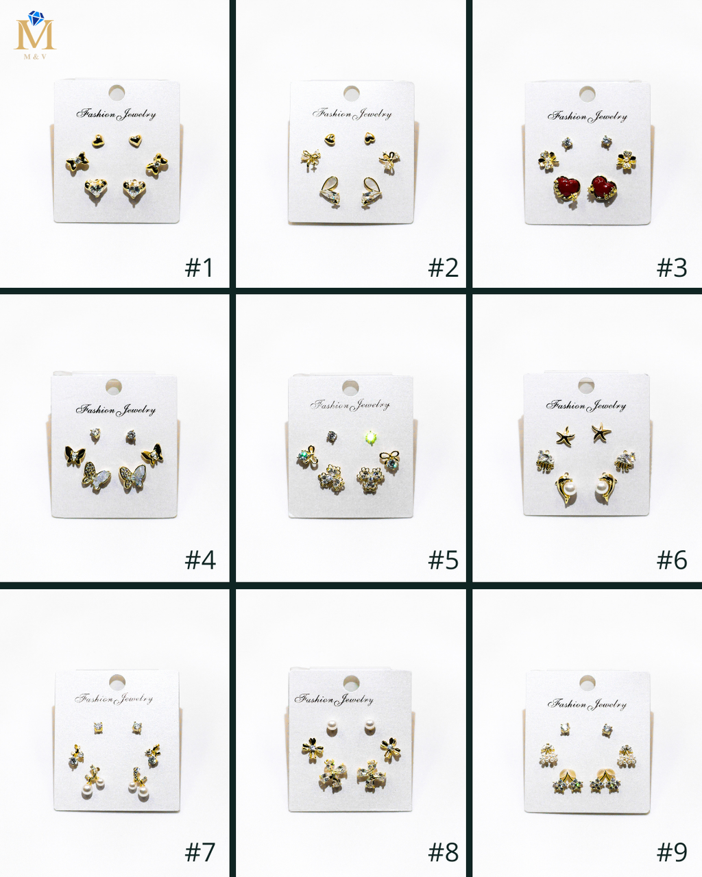 Set Aretes X3 - M20 Oro Laminado