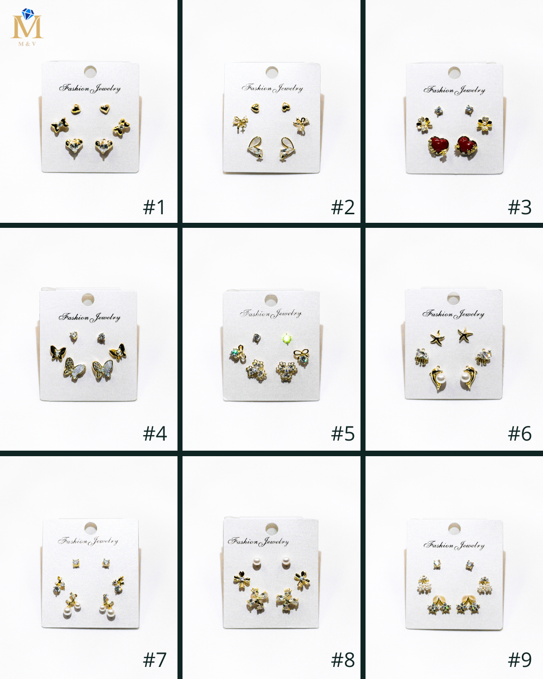 Set Aretes X3 - M20 Oro Laminado