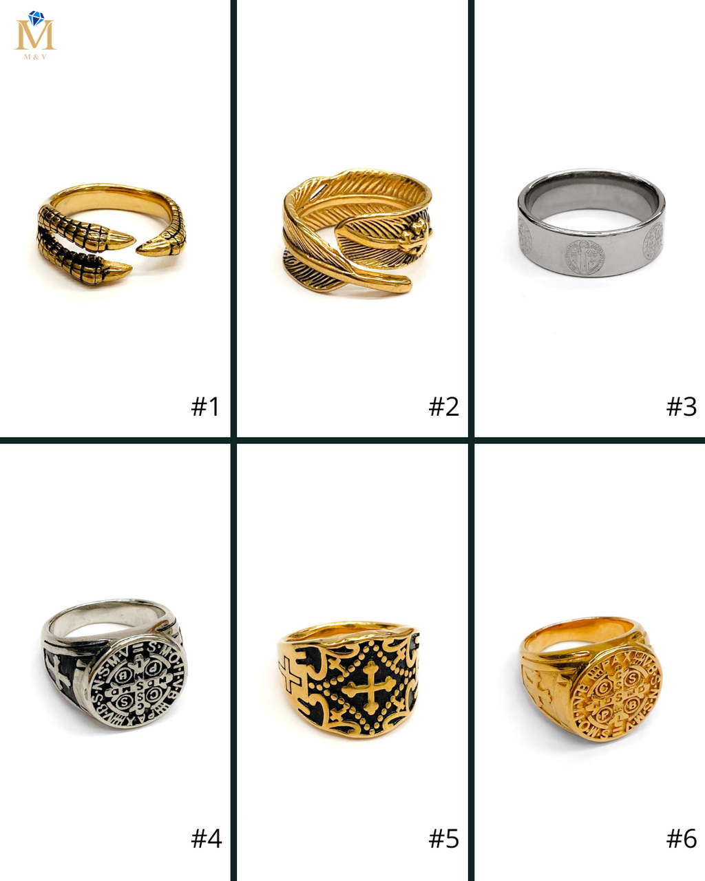 Anillo Dorado y Plateado M8 Acero Inoxidable