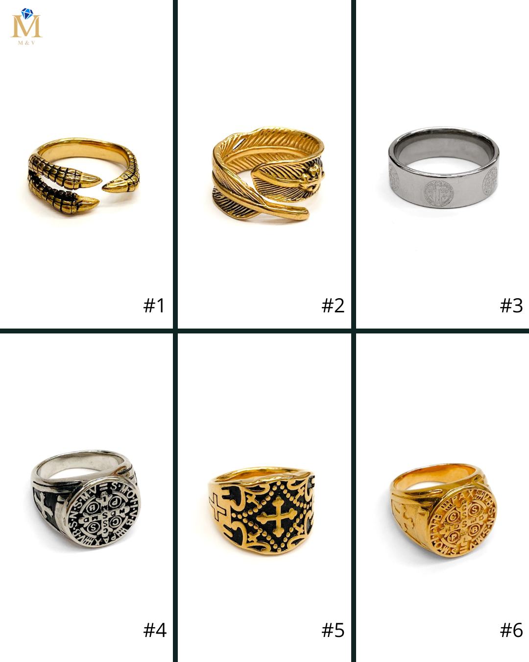 Anillo Dorado y Plateado M8 Acero Inoxidable