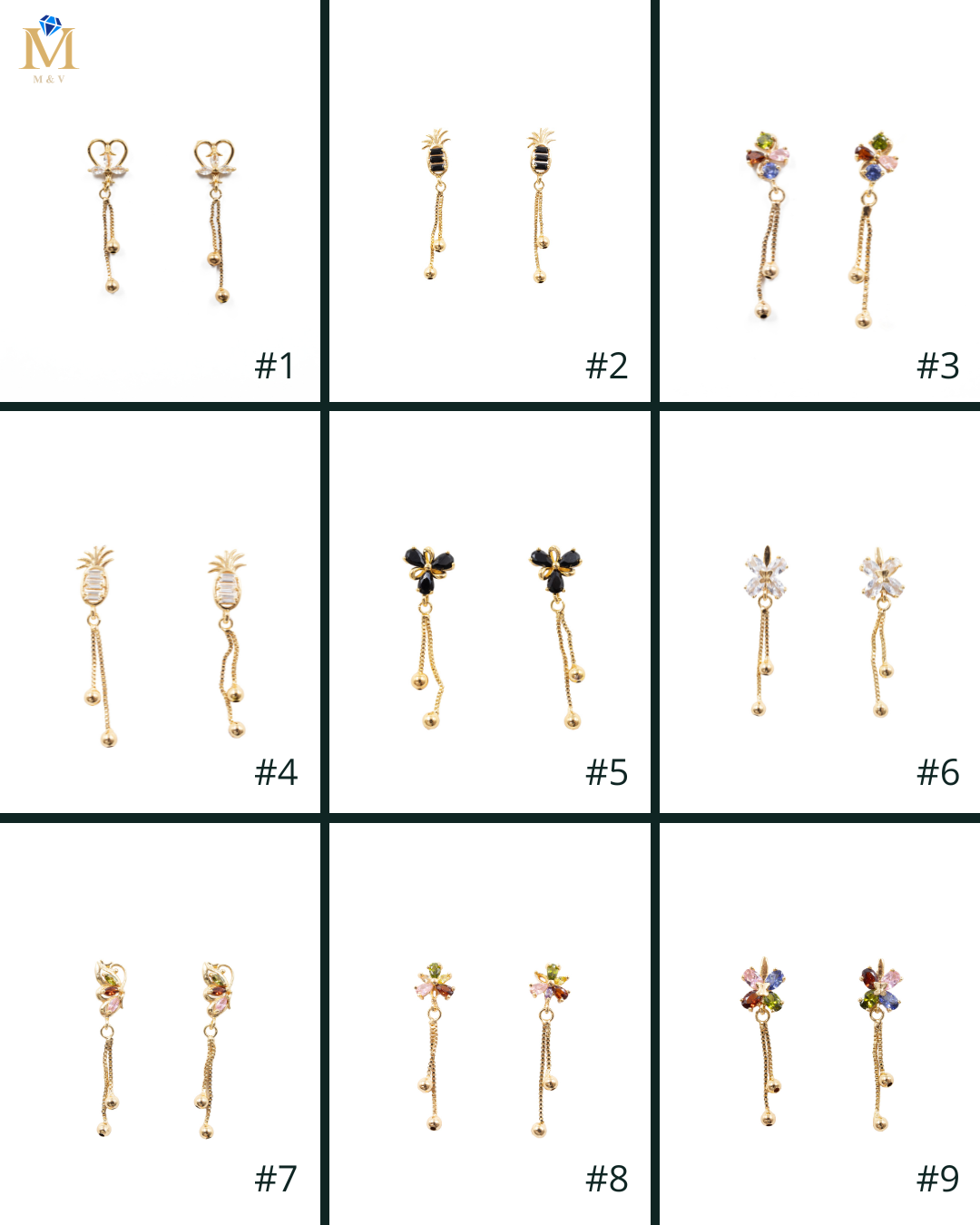 Aretes Dorados Largos M1 Oro Laminado