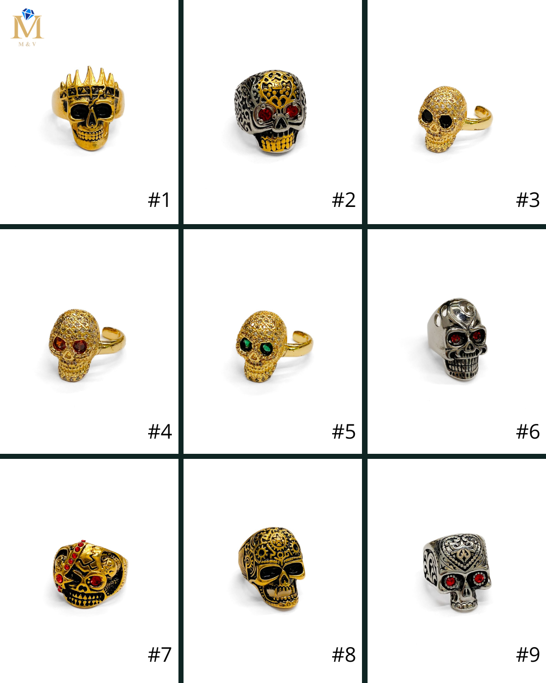 Anillo Calavera Dorado y Plateado Acero Inoxidable M20