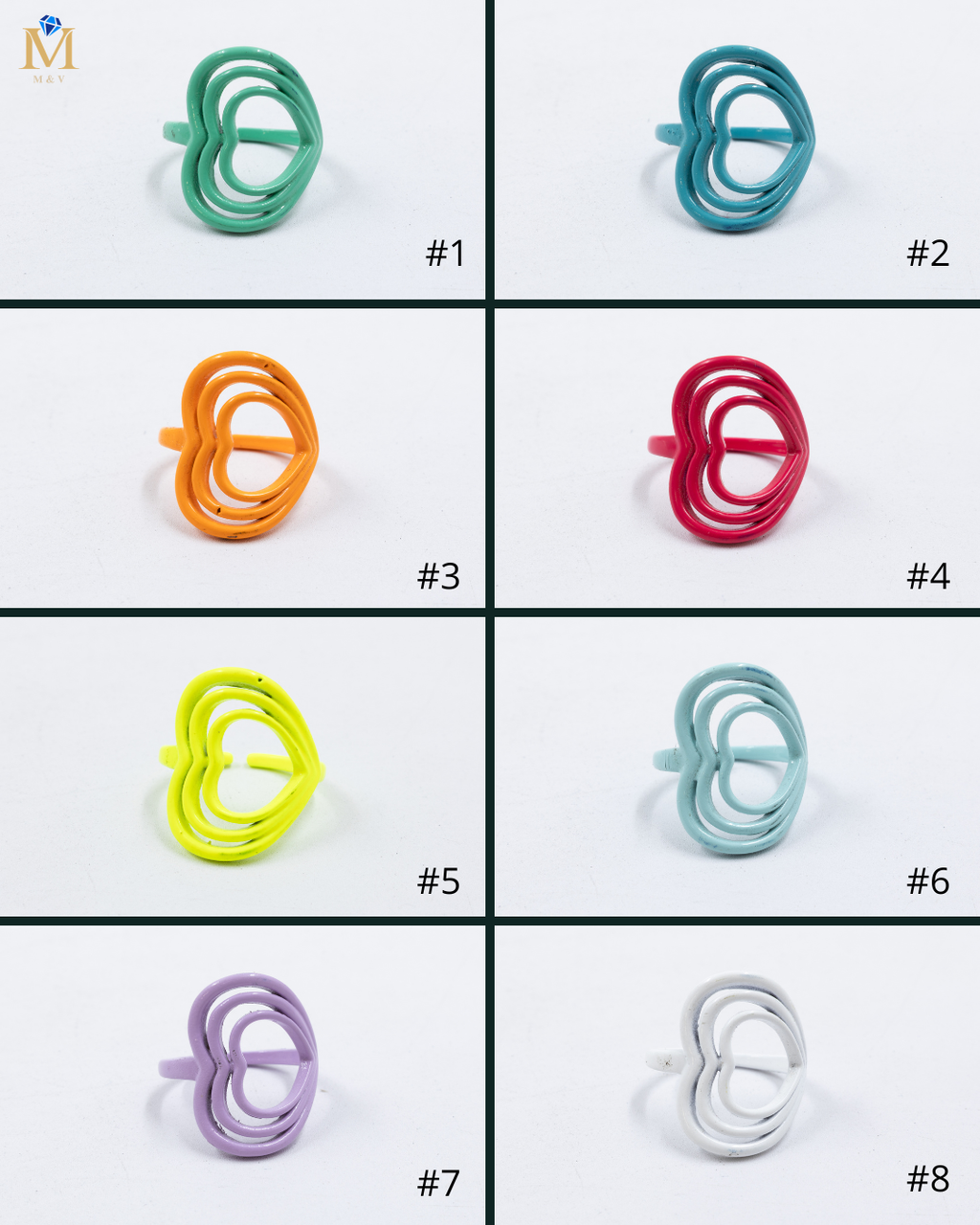 Anillo Ajustable de colores M6 Oro Laminado