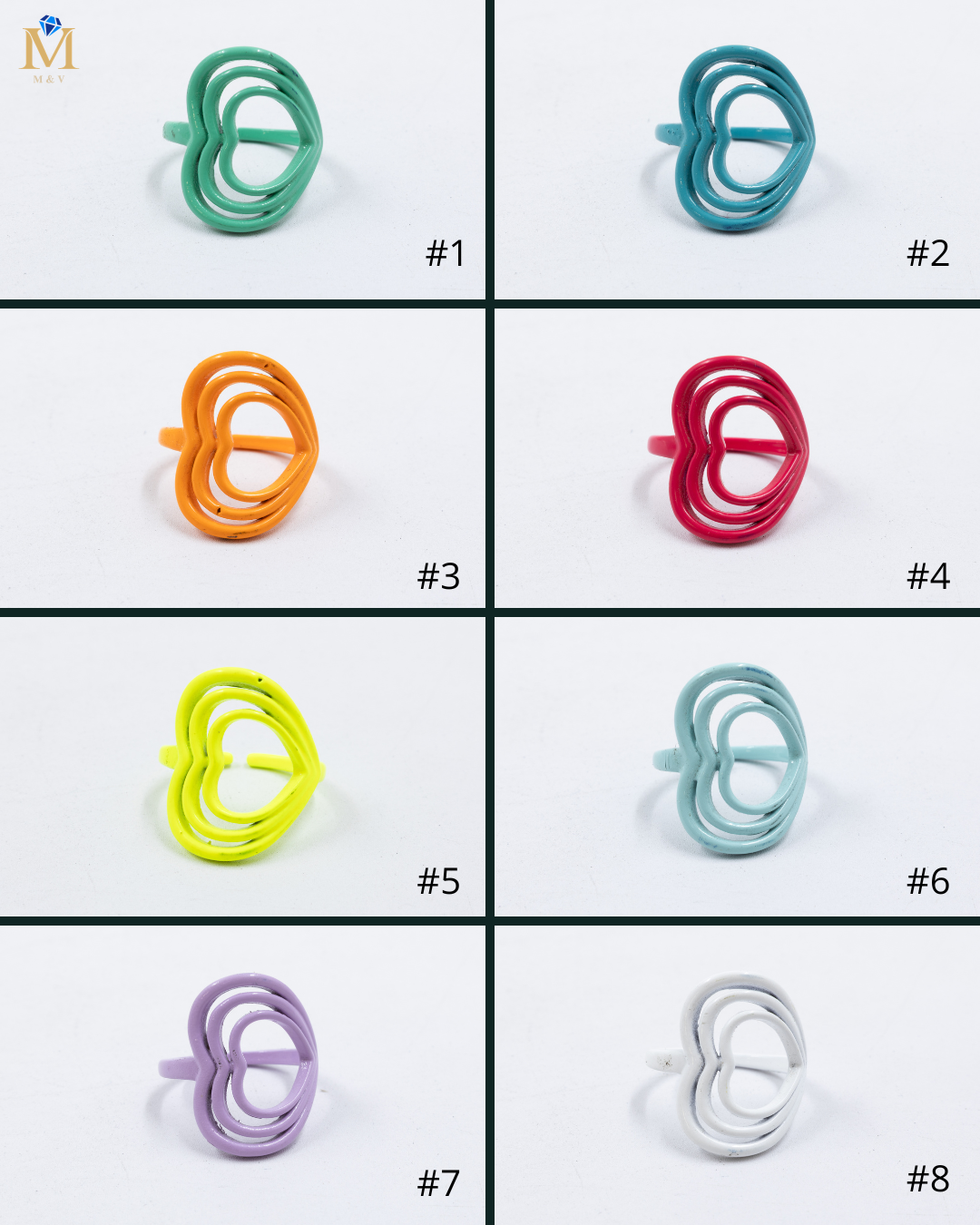 Anillo Ajustable de colores M6 Oro Laminado