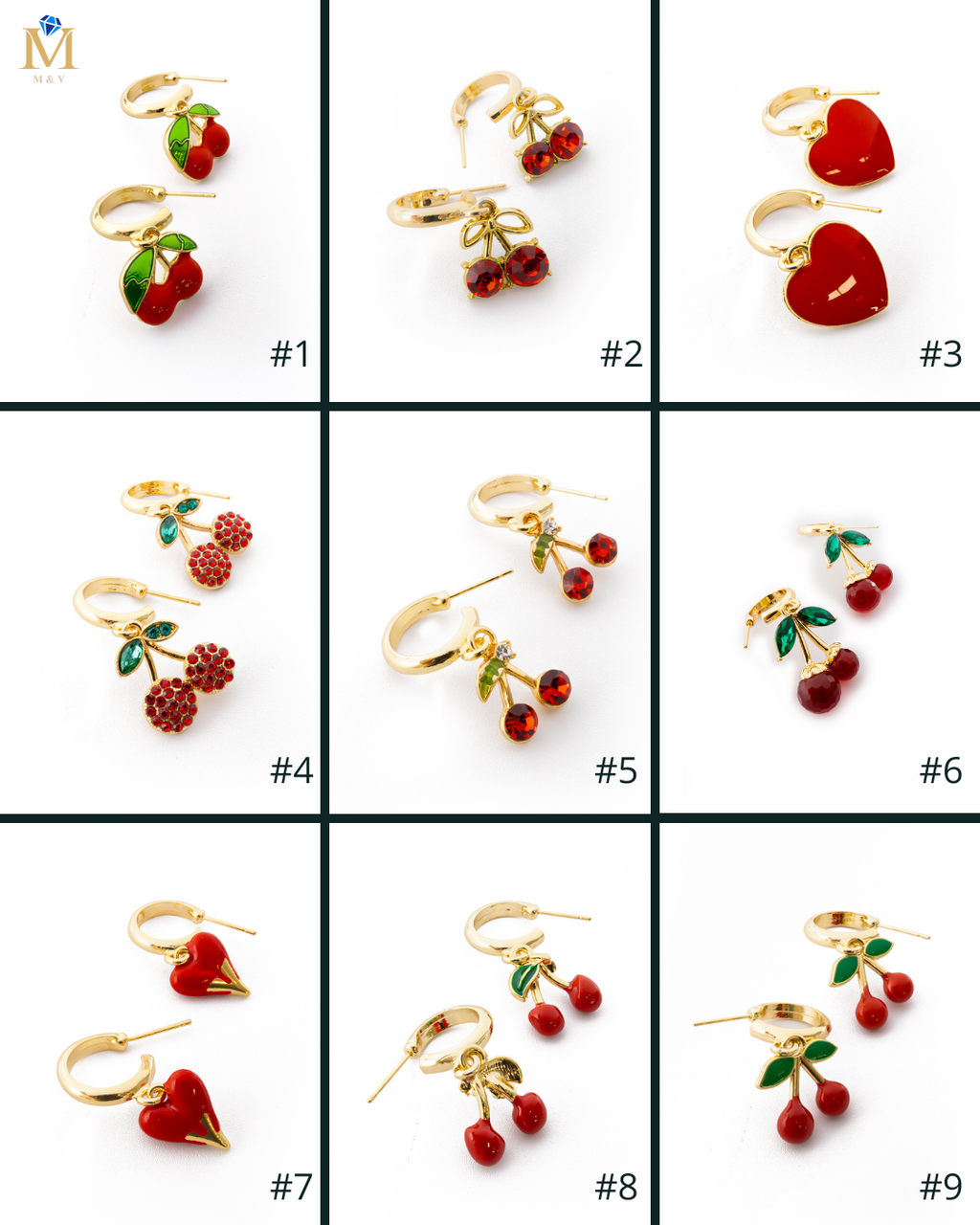 Aretes Dorados Cereza M7 Oro Laminado