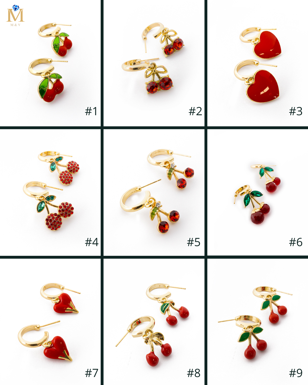 Aretes Dorados Cereza M7 Oro Laminado