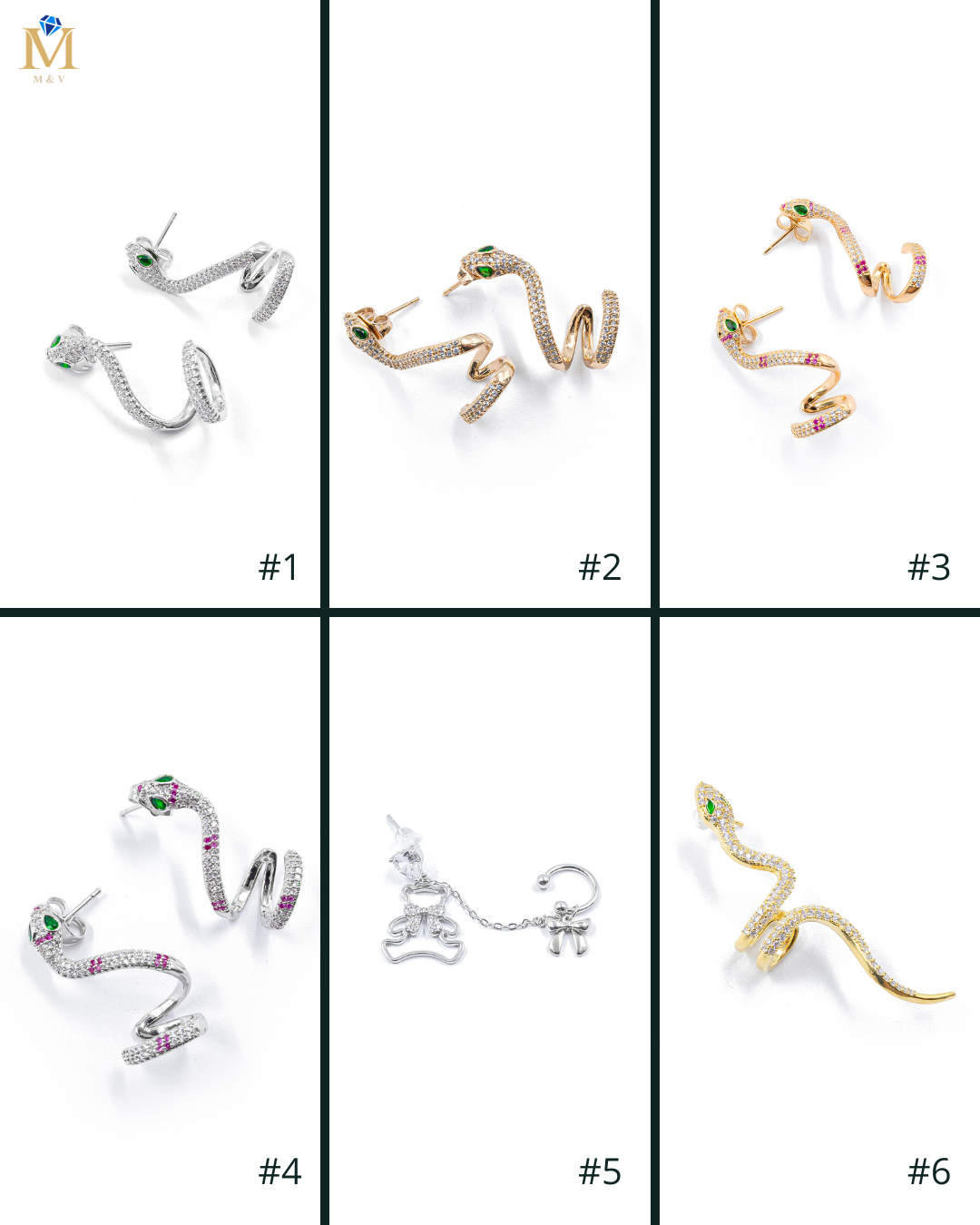 Aretes Plateados De Serpiente M2 Oro Laminado