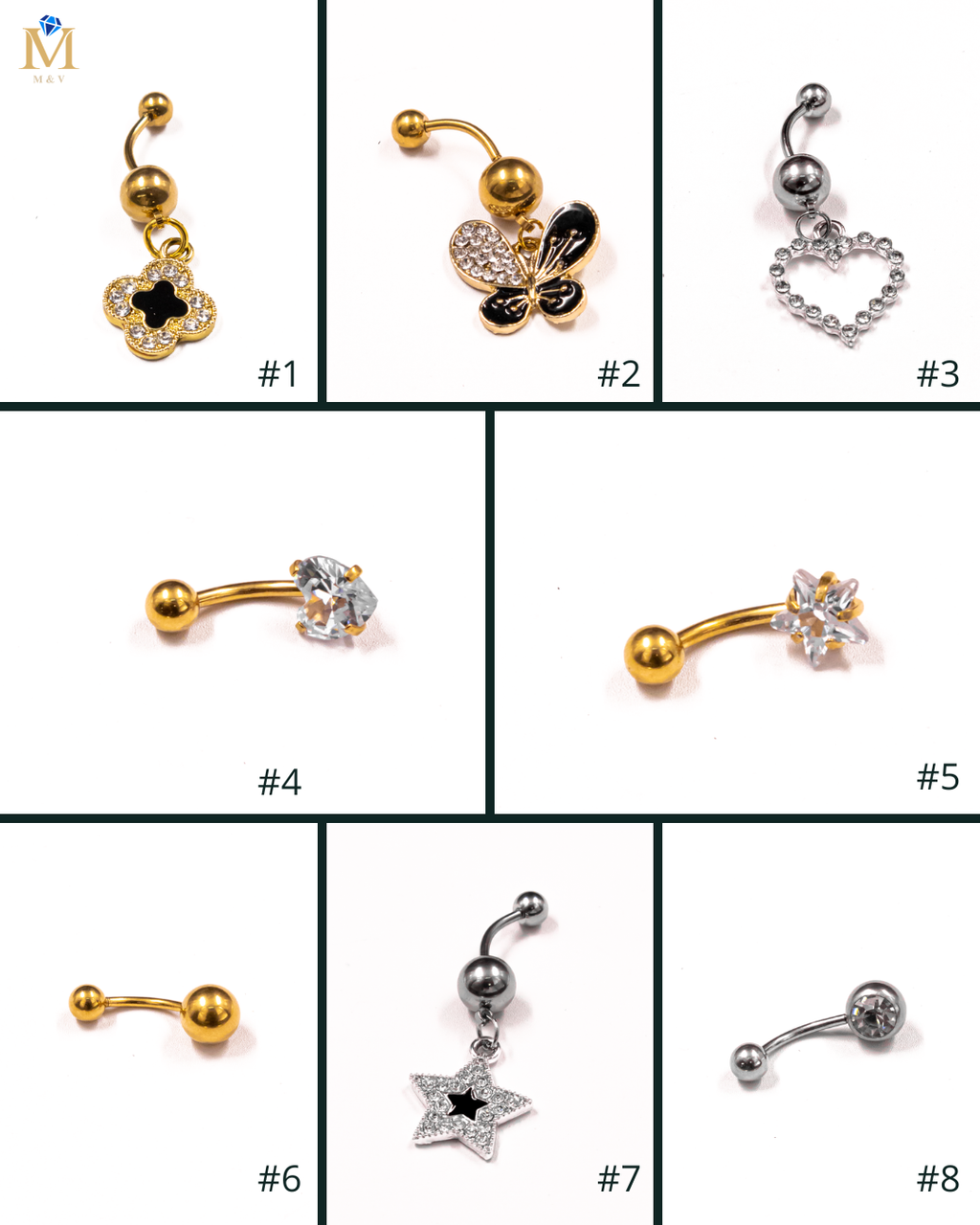 Piercing para ombligo - M1 Acero Inoxidable