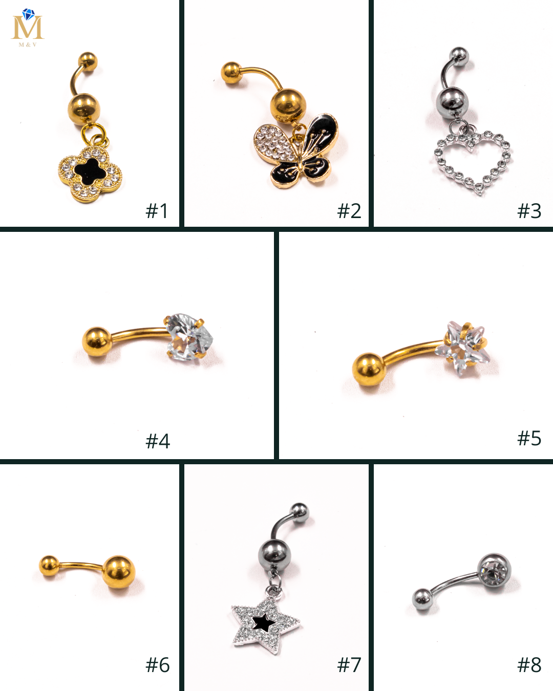 Piercing para ombligo - M1 Acero Inoxidable