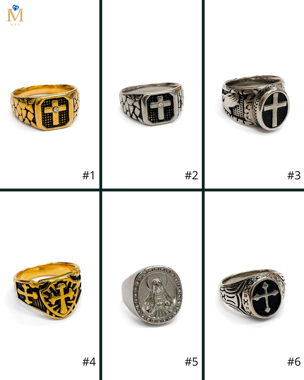 Anillo Dorado y Plateado M10 Acero Inoxidable