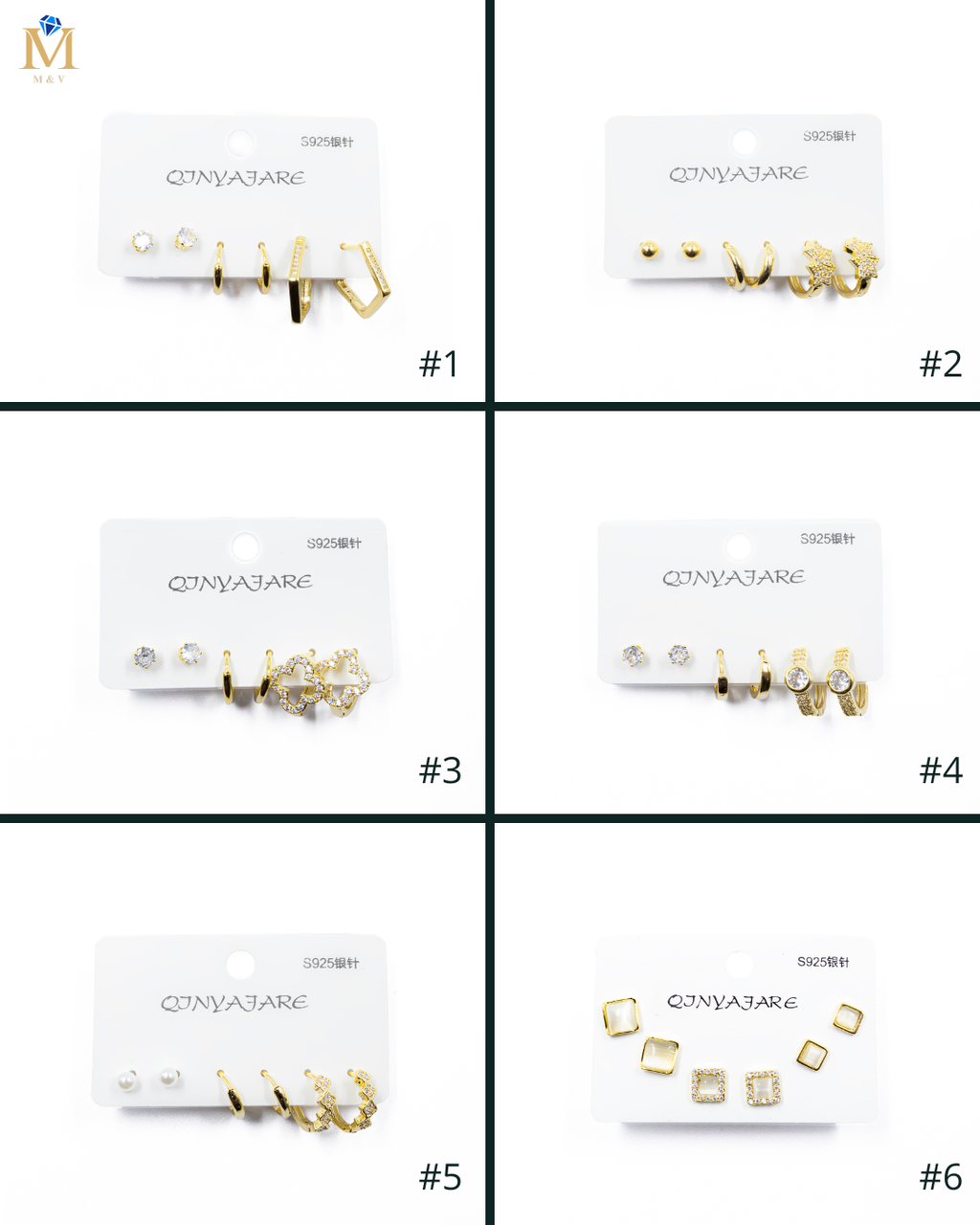 ARETES PAQUETE DE 3 M1 ORO LAMINADO