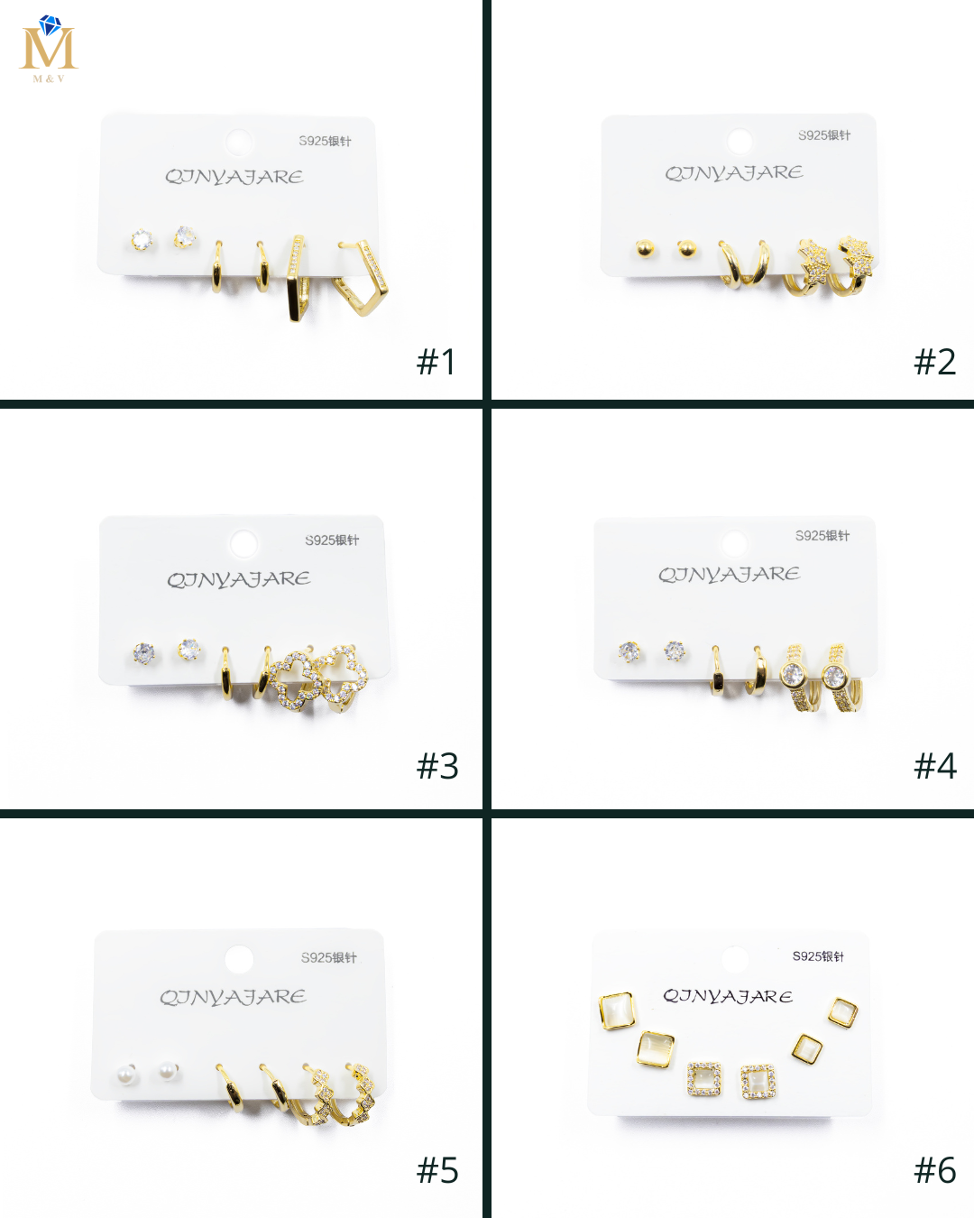 ARETES PAQUETE DE 3 M1 ORO LAMINADO