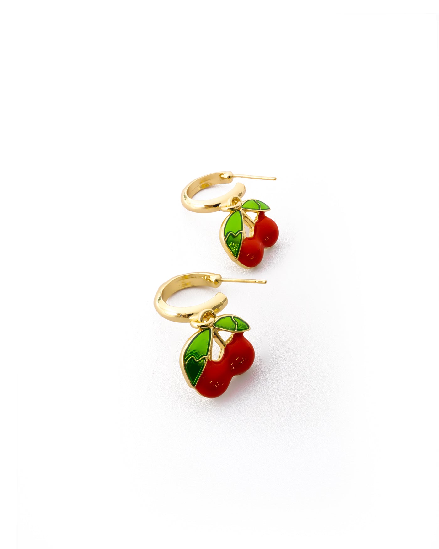 Aretes Dorados Cereza M7 Oro Laminado