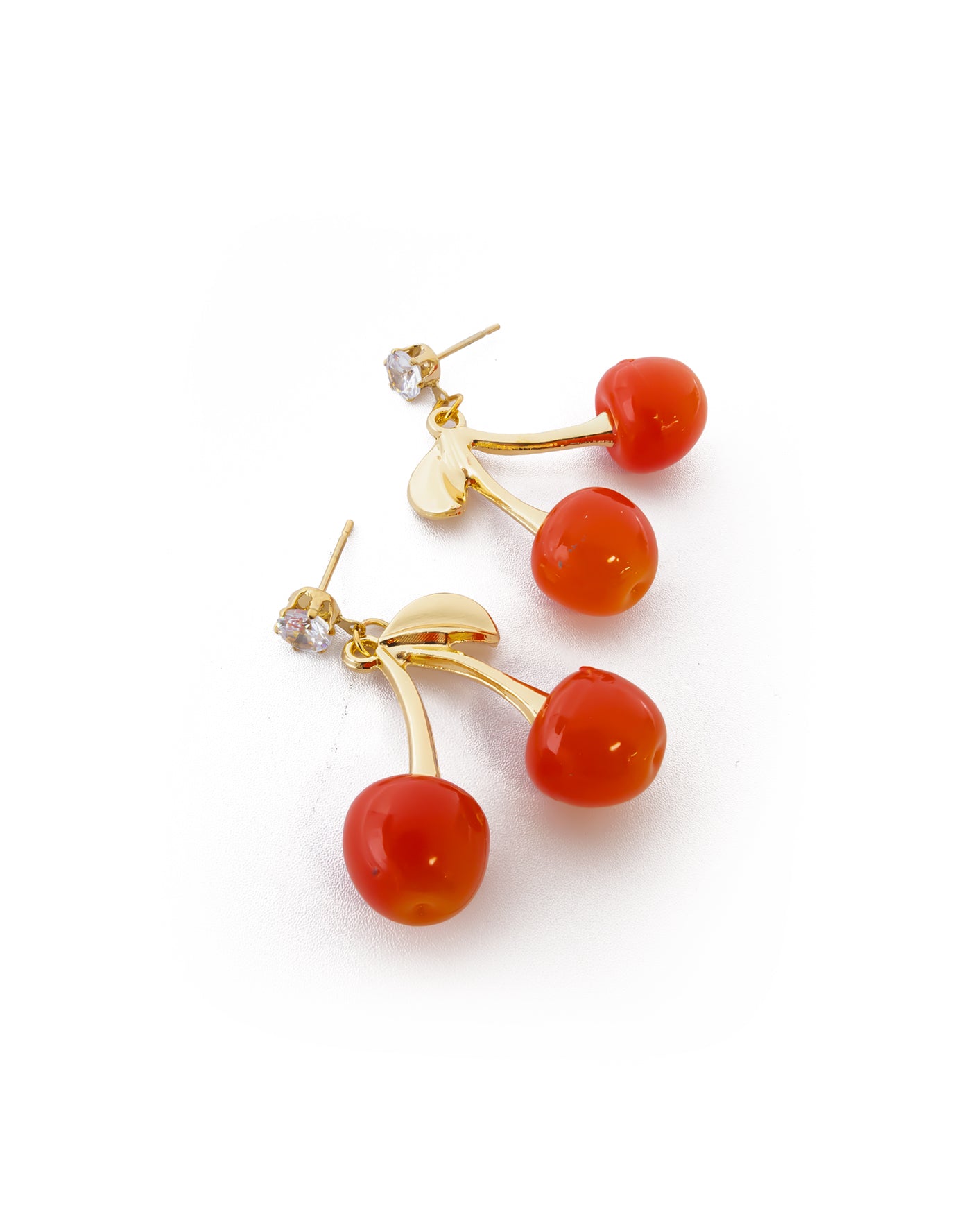 Aretes Dorados Cereza M4 Oro Laminado