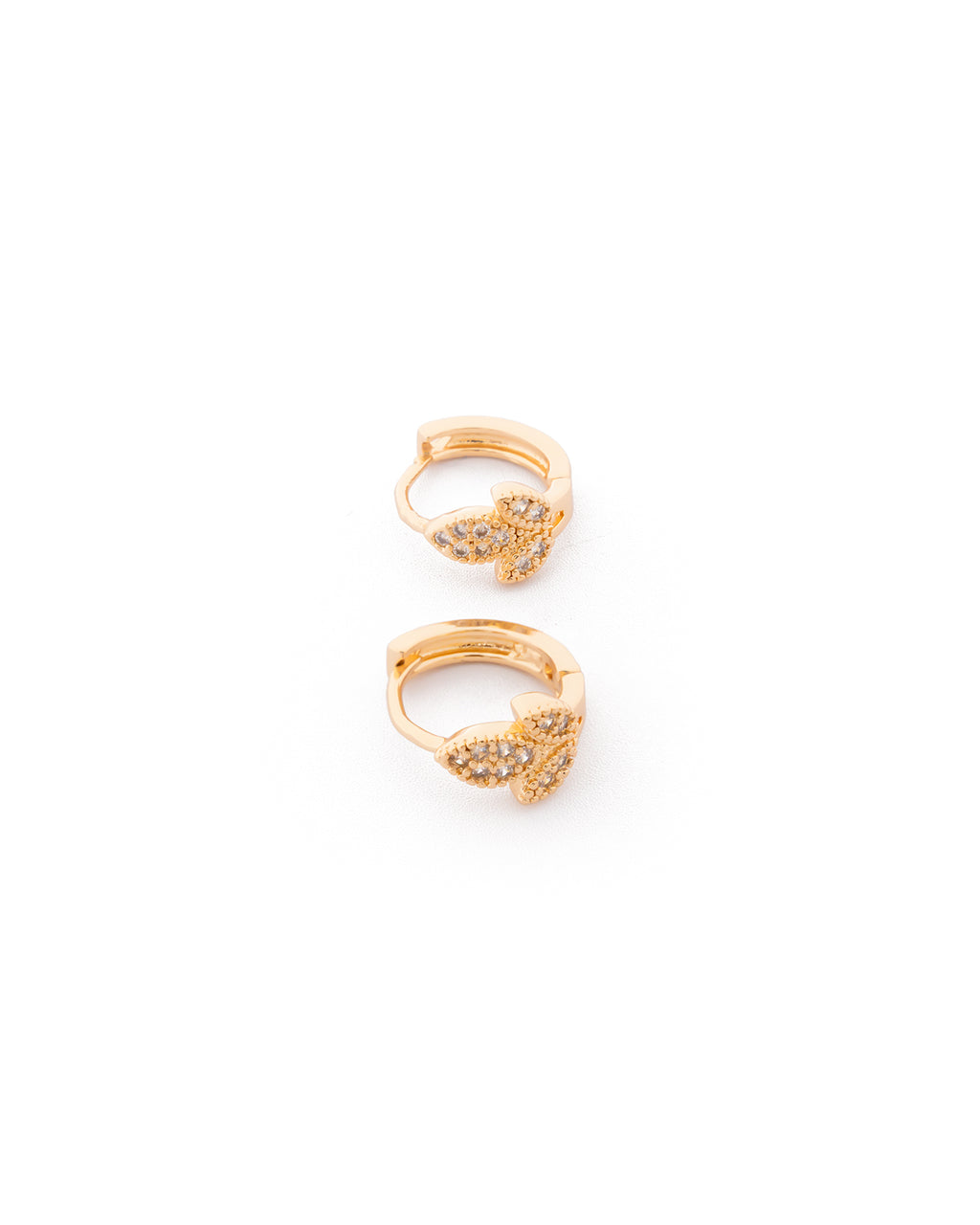Aretes Huggies Dorados con Piedras M2 Oro Laminado