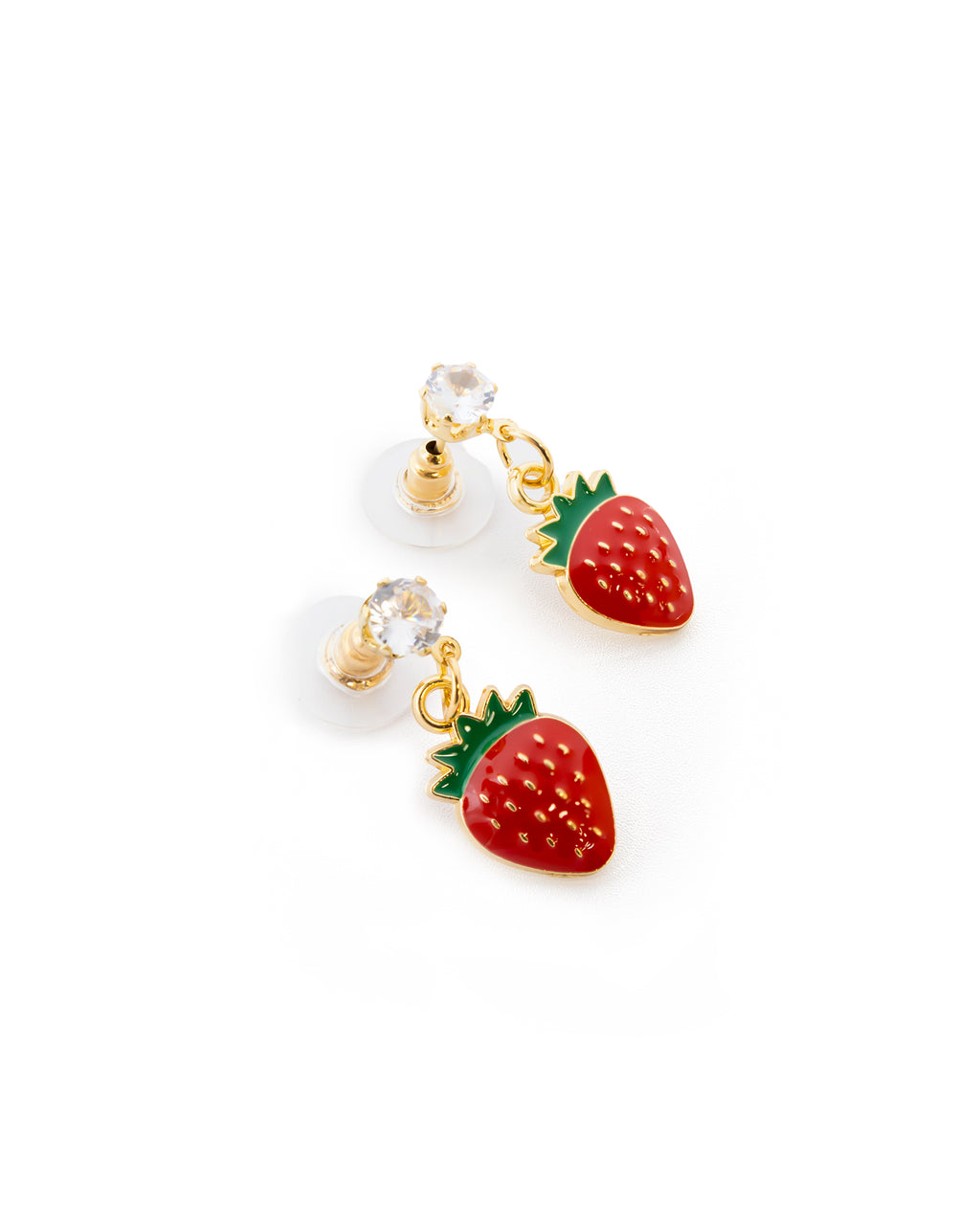 Aretes Dorados de Fresa y Cereza M1 Oro Laminado