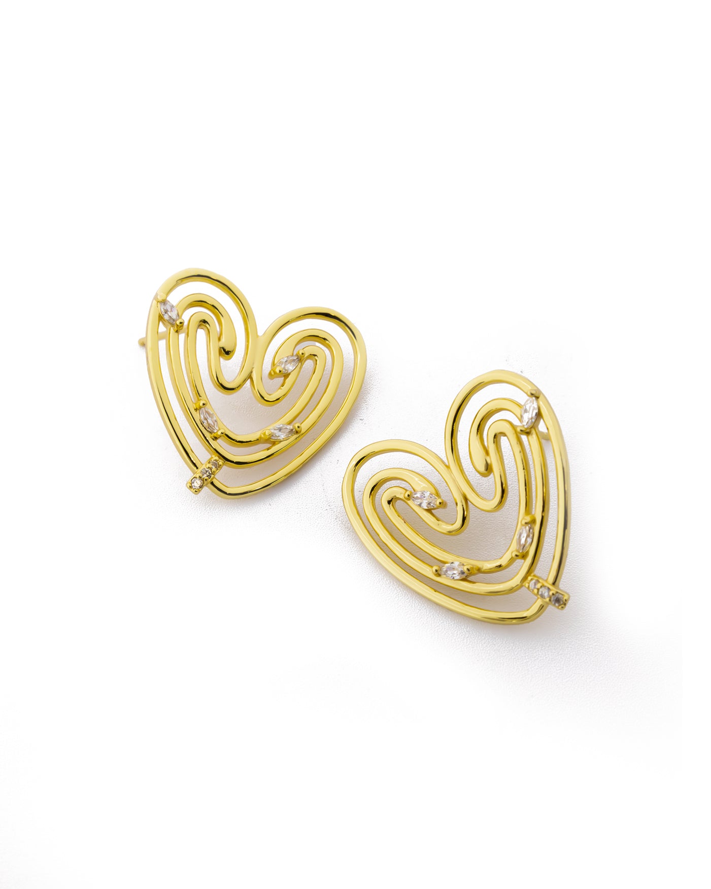 Aretes Dorados con Piedras M4 Oro Laminado