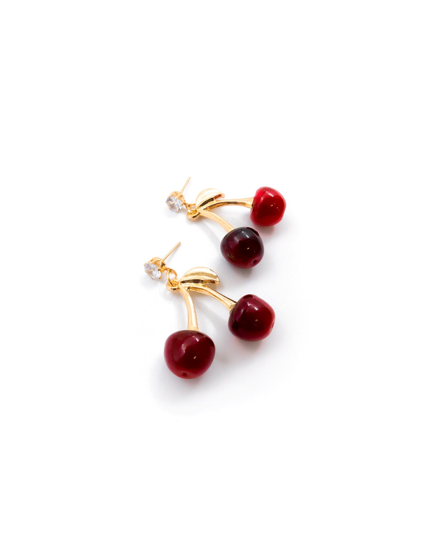 Aretes Dorados Cereza M5 Oro Laminado