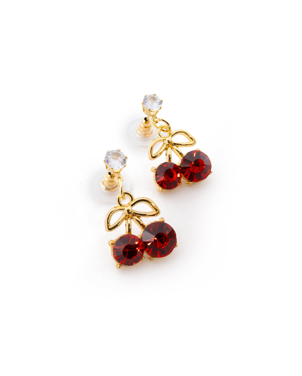 Aretes Dorados de Fresa y Cereza M2 Oro Laminado