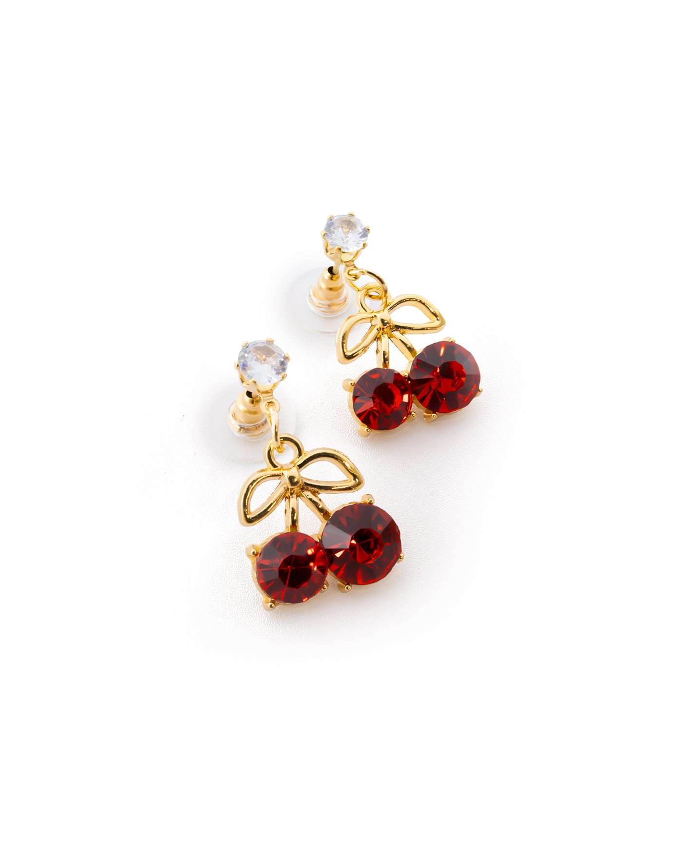 Aretes Dorados de Fresa y Cereza M2 Oro Laminado