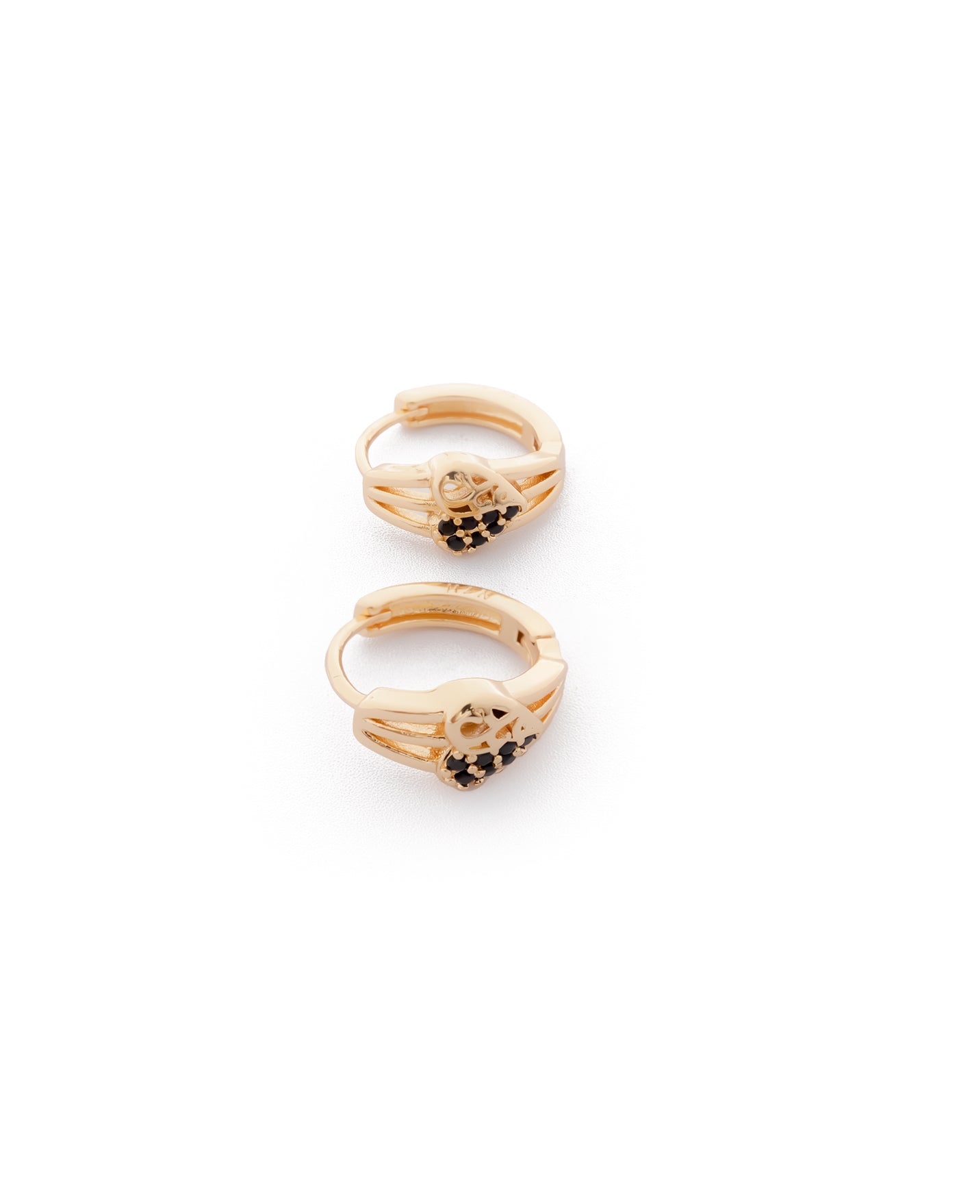 Aretes Huggies Dorados con Piedras M2 Oro Laminado