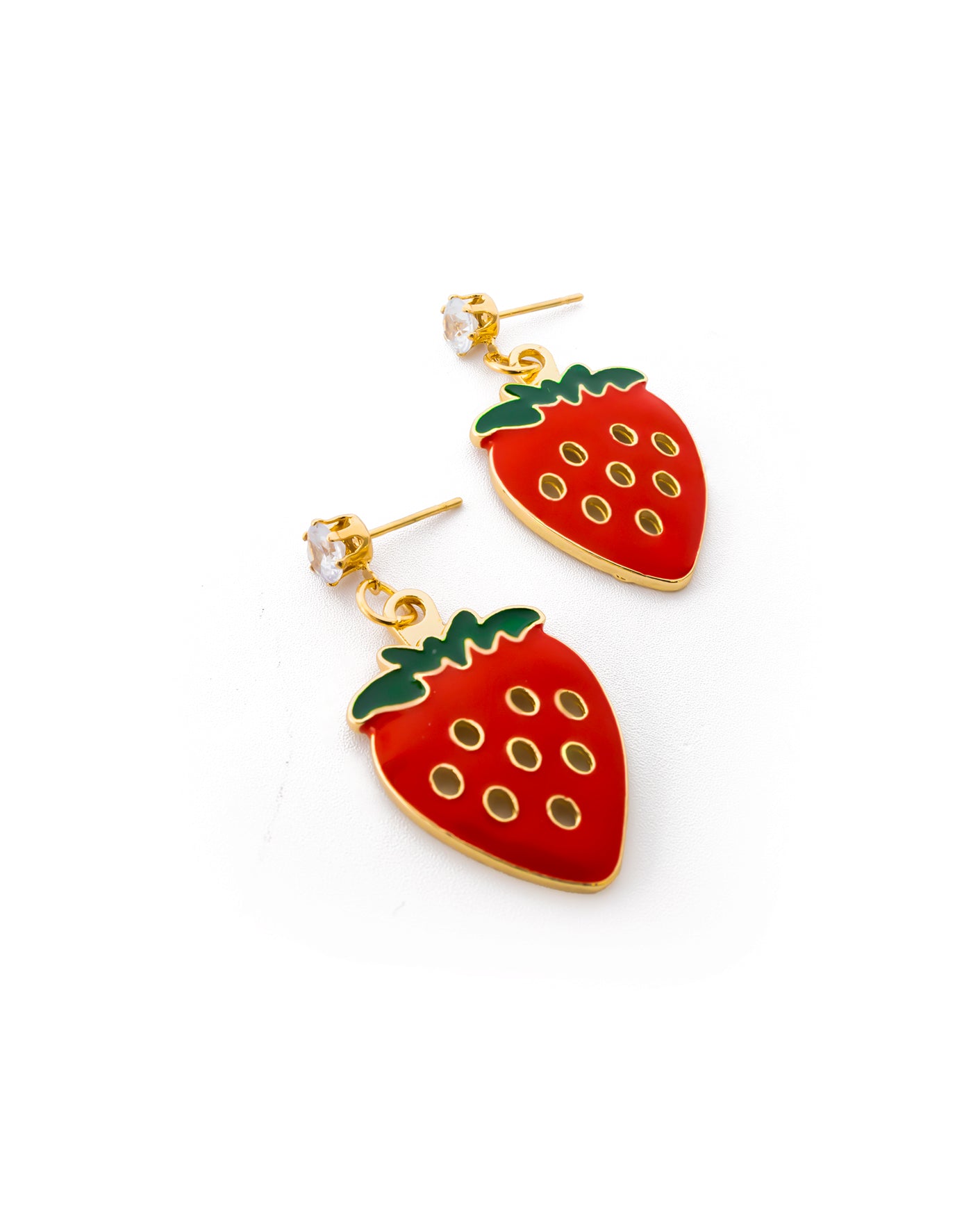 Aretes Dorados de Fresa y Cereza M2 Oro Laminado